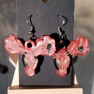 Deer Skull Earrings/ Handmade/ Resin Jewelry/ Stainless Steel Hooks🦌❤